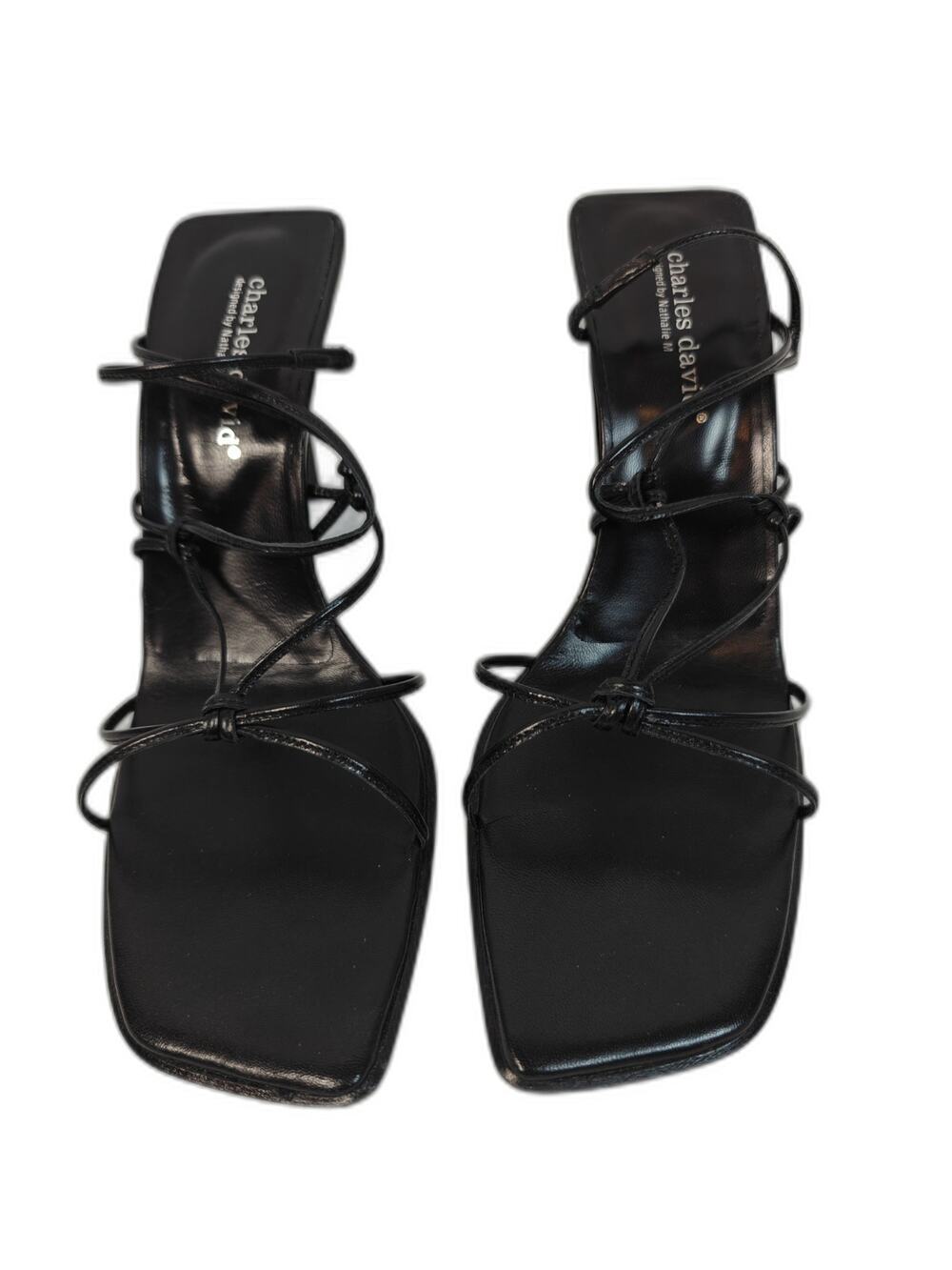 Women Charles David Strappy Heeled Sandals Black Size 10B